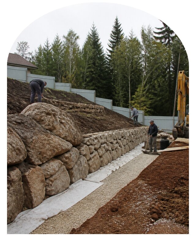 Благоустройство участка на склоне под ключ в Шатуре