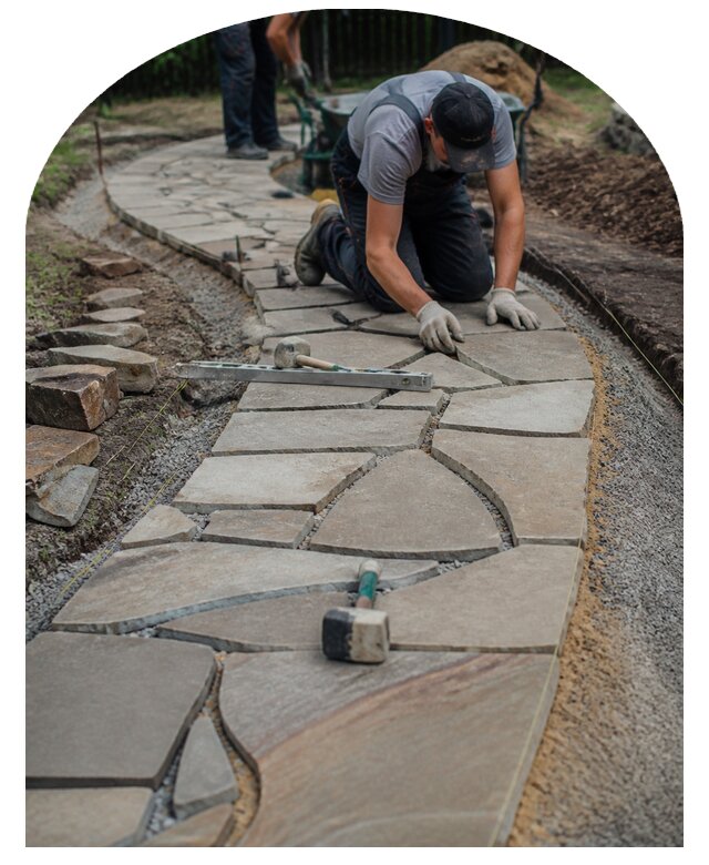 Устройство садовых дорожек из плитняка под ключ в Шатуре